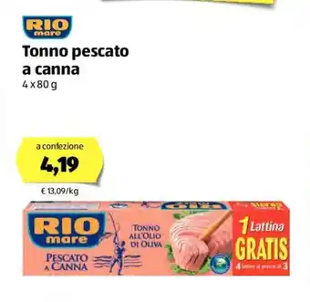 ALDI Rio Mare Tonno pescato a canna 4x80g offerta