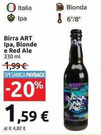 Carrefour Market Birra ART Ipa, Blonde e Red Ale 330 ml offerta