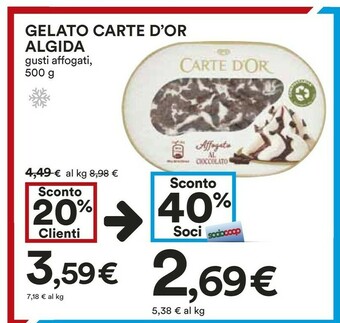 Coop Algida Carte D'Or Gelato Affogato Al Cioccolato 500 G(ml) offerta