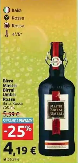 Carrefour Market Birra Mastri Birrai Umbri Rossa Birra Rossa 750 ml offerta