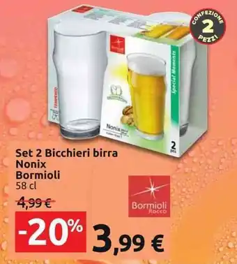 Carrefour Market Set 2 Bicchieri birra Nonix Bormioli 58 cl offerta