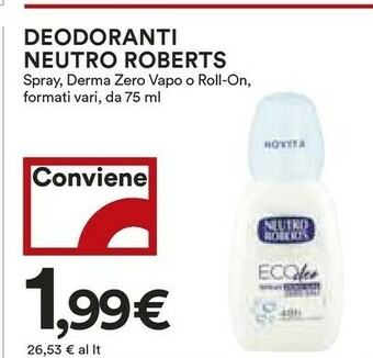 Coop Neutro Roberts Deodoranti Roll-on Eco Deo 75ml offerta