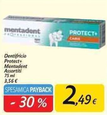 Carrefour Market Dentifricio Protect+ Mentadent Assortiti 75 ml offerta