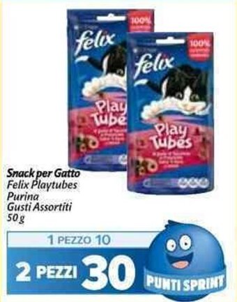 Carrefour Market Snack per Gatto Felix Playtubes Purina Gusti Assortiti 50 g offerta