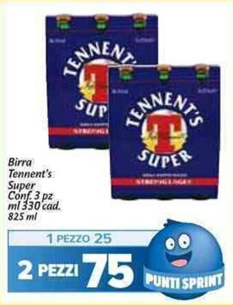 Carrefour Market Birra Tennent's Super Conf. 3 pz ml 330 cad. 825 ml offerta