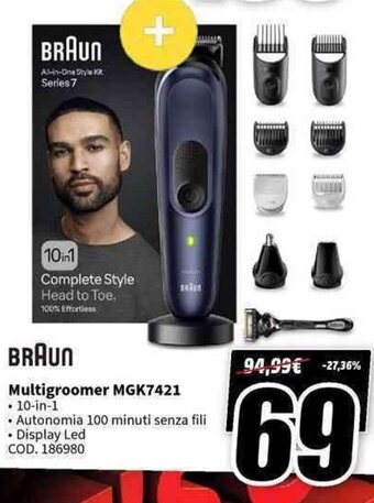 MediaWorld BRAUN Multigroomer MGK7421 offerta