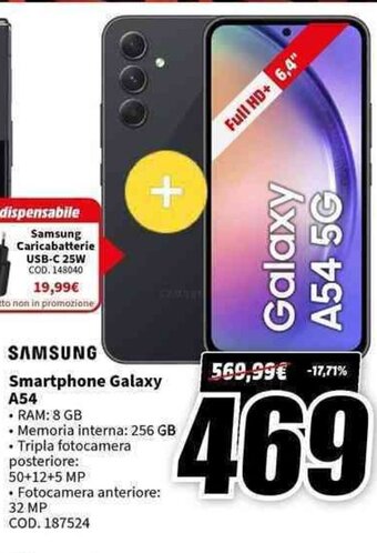 MediaWorld SAMSUNG Smartphone Galaxy A54 offerta