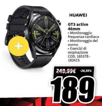 MediaWorld HUAWEI GT3 active 46mm offerta