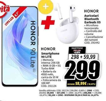 MediaWorld HONOR Auricolari Bluetooth Earbuds X5 offerta