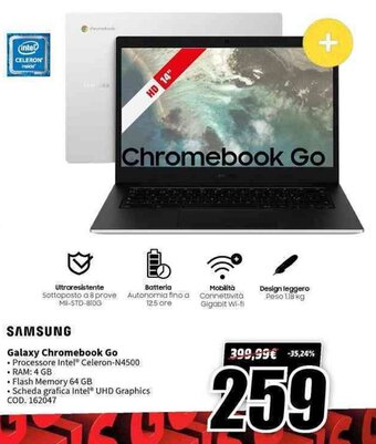 MediaWorld SAMSUNG Galaxy Chromebook Go offerta