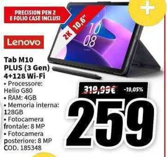 MediaWorld Lenovo Tab M10 PLUS (3 Gen) 4+128 Wi-Fi offerta