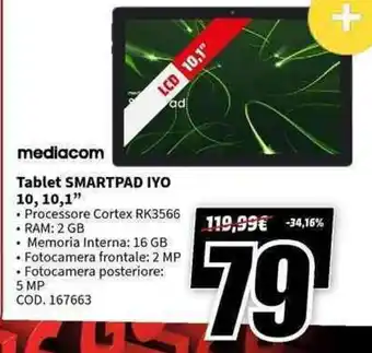 MediaWorld mediacom Tablet SMARTPAD IYO 10, 10,1'' offerta