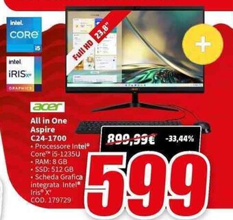 MediaWorld acer All in One Aspire C24-1700 offerta