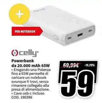 Powerbank da 20.000 mAh 65W