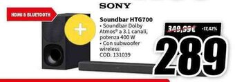 MediaWorld SONY Soundbar HTG700 offerta