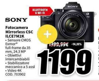 MediaWorld SONY Fotocamera Mirrorless CSC ILCE7M2K offerta
