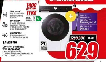 MediaWorld SAMSUNG Lavatrice Bespoke Ai WW11BB704DGE offerta