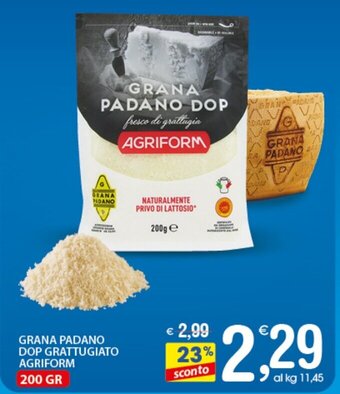 Qui Discount GRANA PADANO DOP GRATTUGIATO AGRIFORM 200 GR offerta