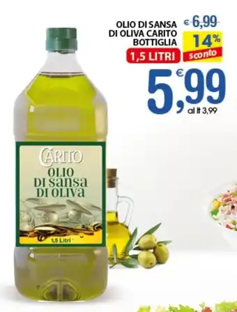 Qui Discount OLIO DI SANSA DI OLIVA CARITO BOTTIGLIA 1,5 LITRI offerta