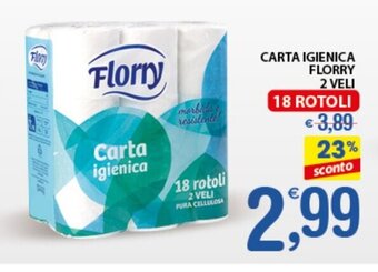 Qui Discount CARTA IGIENICA FLORRY 2 VELI 18 ROTOLI offerta