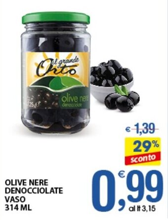 Qui Discount OLIVE NERE DENOCCIOLATE VASO 314 ML offerta
