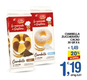 Qui Discount CIAMBELLA ZUCCHERATA/ CACAO 30 GR X 6 offerta