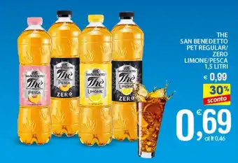 Qui Discount THE SAN BENEDETTO PET REGULAR/ ZERO LIMONE/PESCA 1,5 LITRI offerta