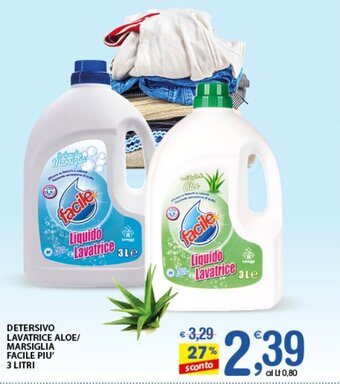 Qui Discount DETERSIVO LAVATRICE ALOE/ MARSIGLIA FACILE PIU' 3 LITRI offerta