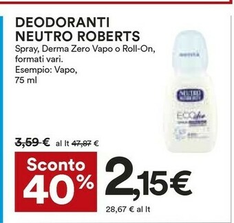 Coop Neutro Roberts Deodoranti Spray offerta