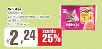 Whiskas Straccetti carni bianche/miste/pesce gr 85 x 4