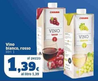 Sigma Vino bianco, rosso litri 1 offerta