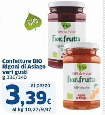 Sigma Confetture BIO Rigoni di Asiago vari gusti g 330/340 offerta
