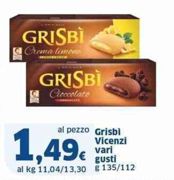 Sigma Grisbì Vicenzi vari gusti g 135/112 offerta