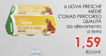 Conad 6 UOVA FRESCHE MEDIE CONAD PERCORSO QUALITÀ offerta