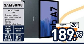 Unieuro Samsung Galaxy Tab A7 32 GB 26,4 Cm (10.4") 3 GB Wi-Fi 5 (802.11ac) Grigio offerta