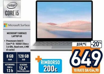 Unieuro Microsoft Surface Laptop Go offerta