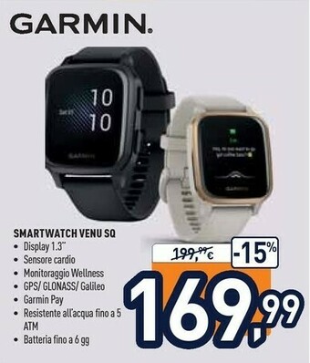 Unieuro Garmin Venu SQ LCD 3,3 Cm (1.3") Grigio GPS (satellitare) offerta