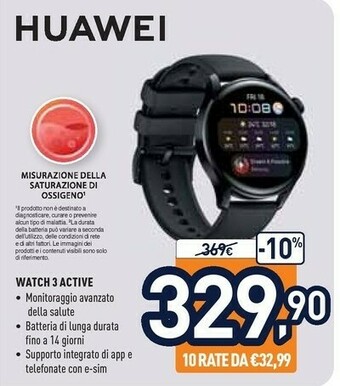 Unieuro Huawei Watch 3 Active offerta