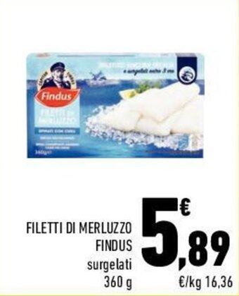 Conad FILETTI DI MERLUZZO FINDUS surgelati 360 g offerta