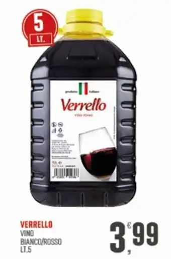 Marketpiù VERRELLO VINO BIANCO/ROSSO LT.5 offerta