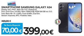 Ipercoop SMARTPHONE SAMSUNG GALAXY A34 offerta