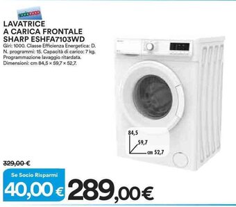 LAVATRICE A CARICA FRONTALE SHARP ESHFA7103WD