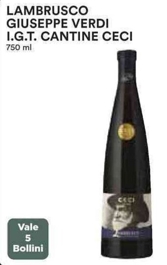 Ipercoop LAMBRUSCO GIUSEPPE VERDI I.G.T. CANTINE CECI 750 ml offerta
