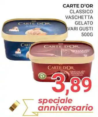 Eté CARTE D'OR CLASSICO VASCHETTA GELATO VARI GUSTI 500G offerta