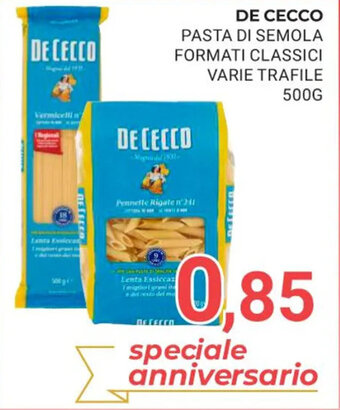Eté DE CECCO PASTA DI SEMOLA FORMATI CLASSICI VARIE TRAFILE 500G offerta