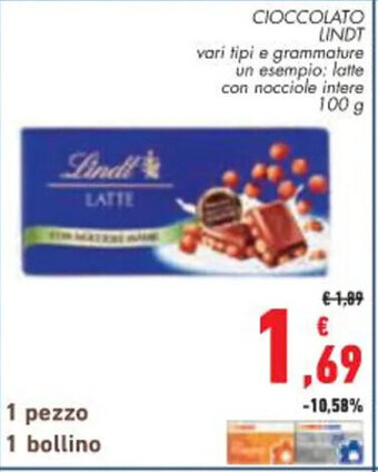 Conad City CIOCCOLATO LINDT 100 G offerta