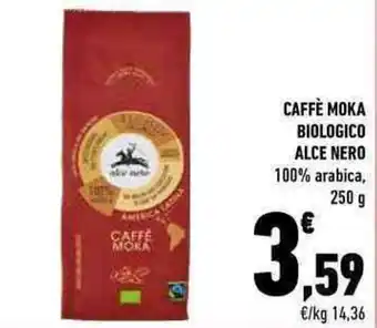 Conad CAFFÈ MOKA BIOLOGICO ALCE NERO 250 g offerta