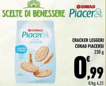 Conad CRACKER LEGGERI CONAD PIACERSI 230 g offerta