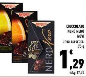 Conad CIOCCOLATO NERO NERO NOVI 75 g offerta
