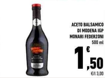 Conad ACETO BALSAMICO DI MODENA IGP MONARI FEDERZONI 500 ml offerta